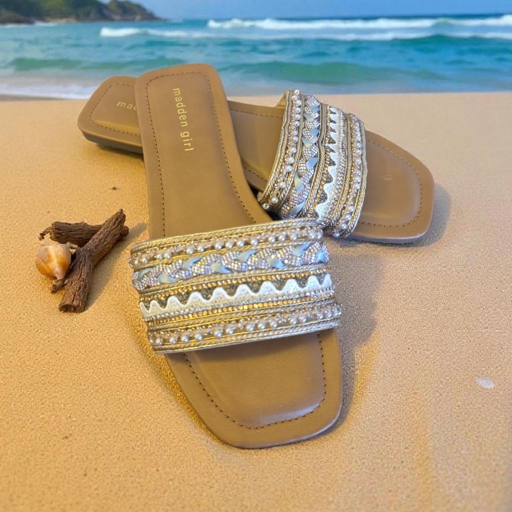 Madden Girl Women's Tan Embellished Sandals